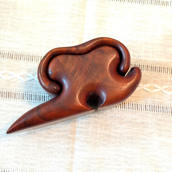 Vintage 1980's Handcrafted Black Walnut Puzzle Box - Signed - Picture 2 of 9